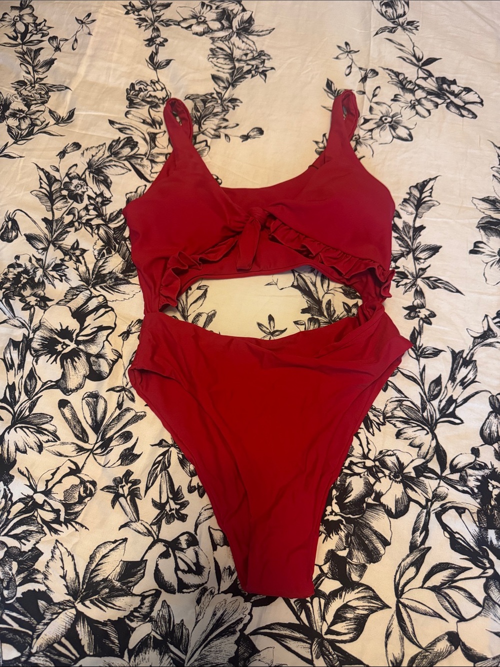 Zaful Red Cutout One-Piece Swimsuit